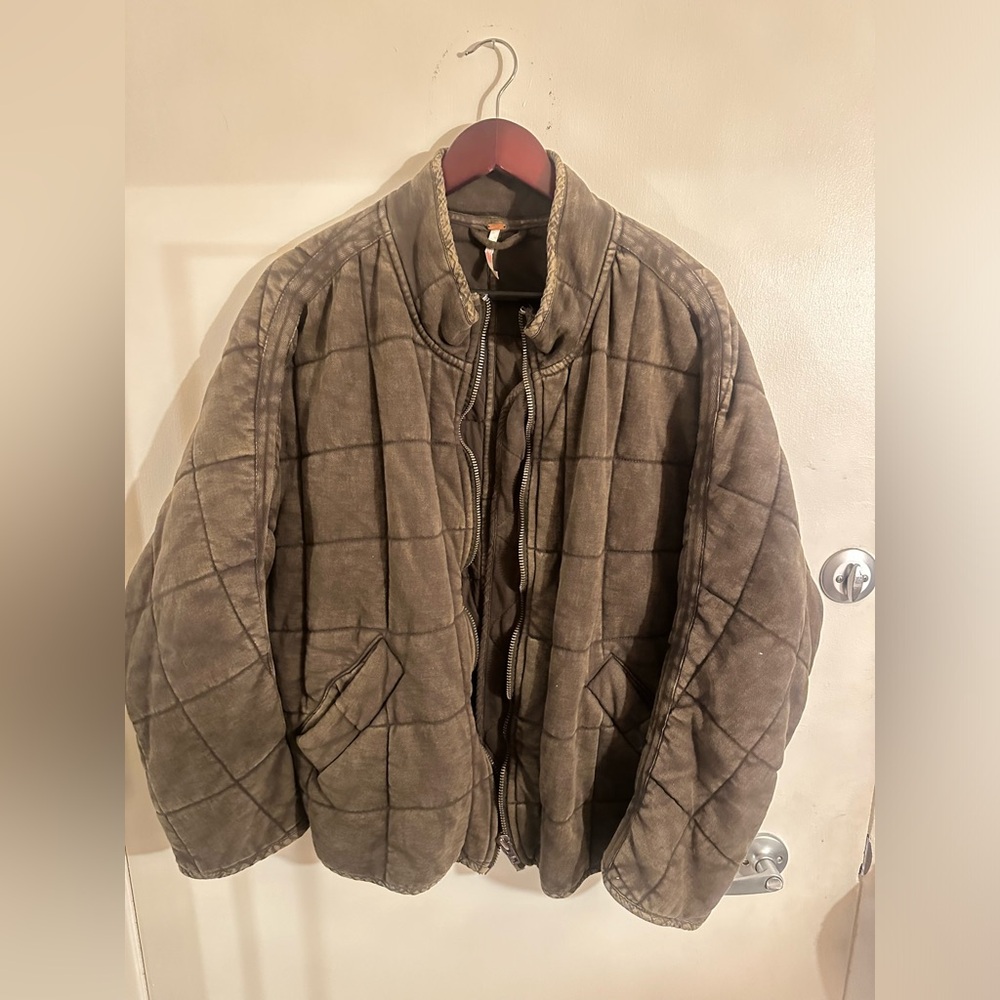Olive Green Free People quilted jacket